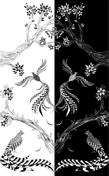 Філія квітучих дерев і Королівський Фазан — стоковий вектор