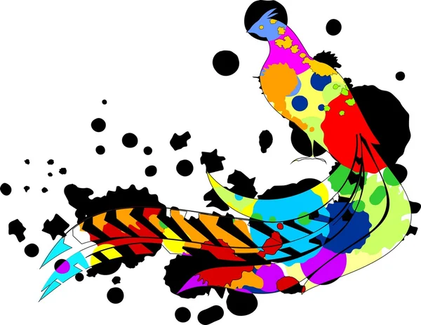 Faisan multicolore et flous — Image vectorielle