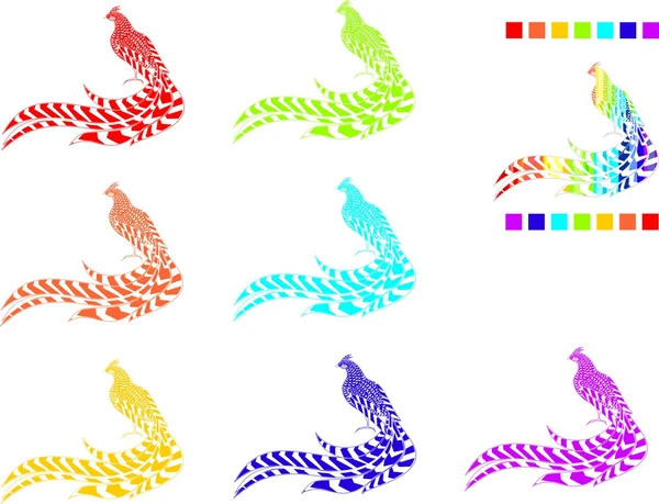 Фазан, окрашенный в цвета радуги — стоковый вектор