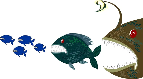 Monstres profonds poissons — Image vectorielle