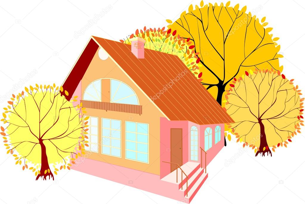 House with autumn trees