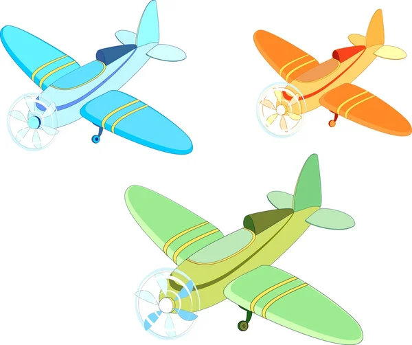 Tres aviones multicolores — Vector de stock