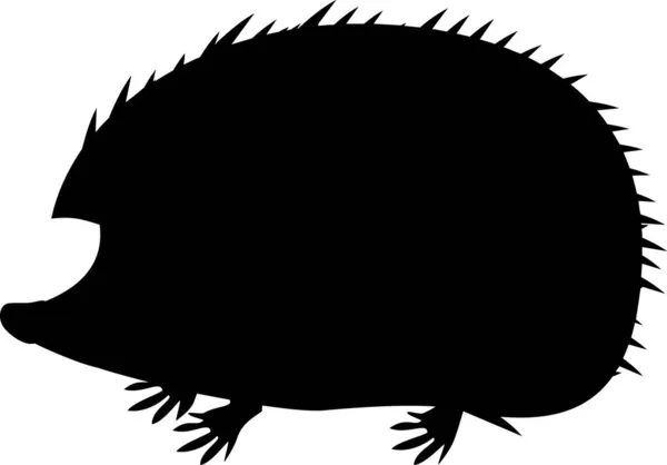 Schwarze Silhouette Von Cartoon Igel Isoliert Auf Weißem Hintergrund — Stockvektor