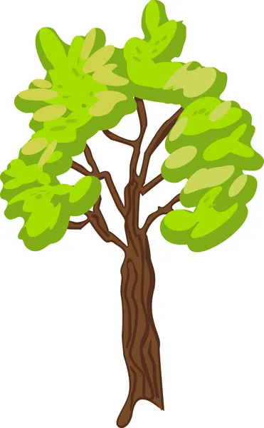 Мультфильм Дерево Зеленой Листвы Изолированы Белом Фоне — стоковый вектор