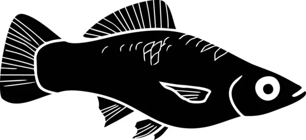 Dişi Kılıç Kuyruklu Akvaryum Balığının Siyah Silueti — Stok Vektör