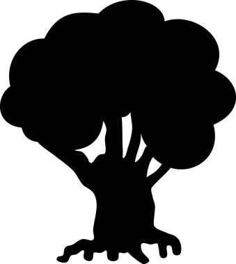  Beyaz arkaplanda izole edilmiş siyah ağaç silueti