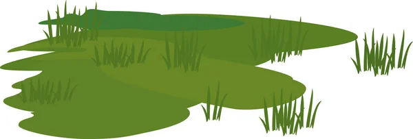 Abstract Landschapselement Met Groen Gras Geïsoleerd Witte Achtergrond — Stockvector