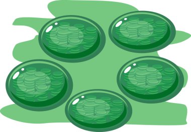  Yeşil arkaplanda kloroplastlar grubu