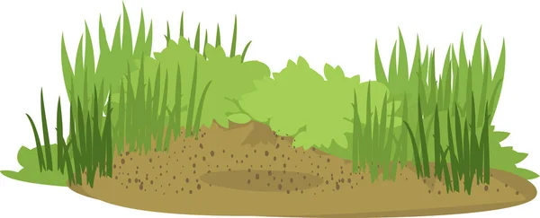 Abstract Landschapselement Met Groen Gras Bruine Grond Geïsoleerd Witte Achtergrond — Stockvector