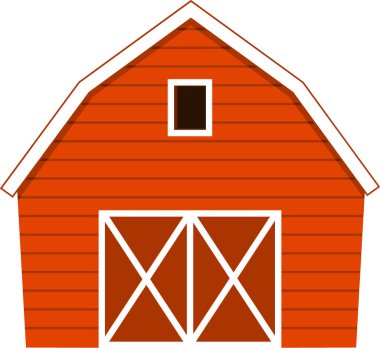  Beyaz arka planda kırmızı çizgi film ahırı izole edildi