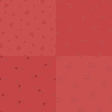 Vector embossed love seamless patterns clipart