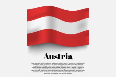 Avusturya bayrak sallama formu gri arka planda. Vektör çizimi. Gri arka planda bayrak sallama formu. Vektör illüstrasyonu.