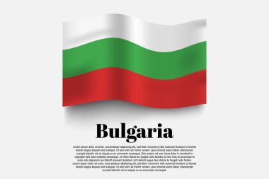 Bulgaristan gri zemin üzerinde bayrak sallıyor. Vektör çizimi. Gri arka planda bayrak sallama formu. Vektör illüstrasyonu.
