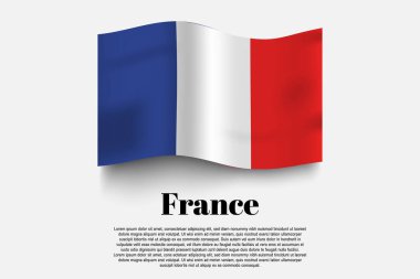 Fransa bayrak sallama formu gri arka planda. Vektör çizimi. Gri arka planda bayrak sallama formu. Vektör illüstrasyonu.