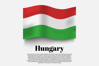 Macaristan bayrağı gri arka planda sallanıyor. Vektör çizimi. Gri arka planda bayrak sallama formu. Vektör illüstrasyonu.