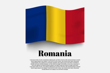 Romanya bayrak sallama formu gri arka planda. Vektör çizimi. Gri arka planda bayrak sallama formu. Vektör illüstrasyonu.