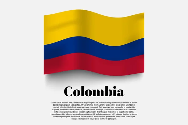 コロンビアの旗は灰色の背景に形を振っている ベクトルイラスト 灰色の背景に旗が振ってあります ベクターイラスト — ストックベクタ