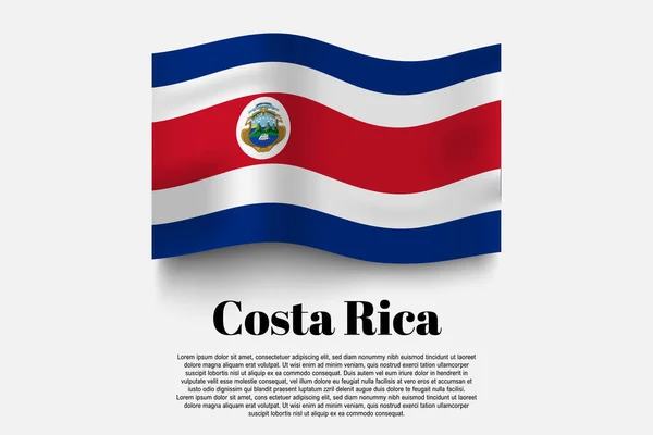 Costa Rica Flagga Viftande Formulär Grå Bakgrund Vektorillustration Flagga Viftande — Stock vektor