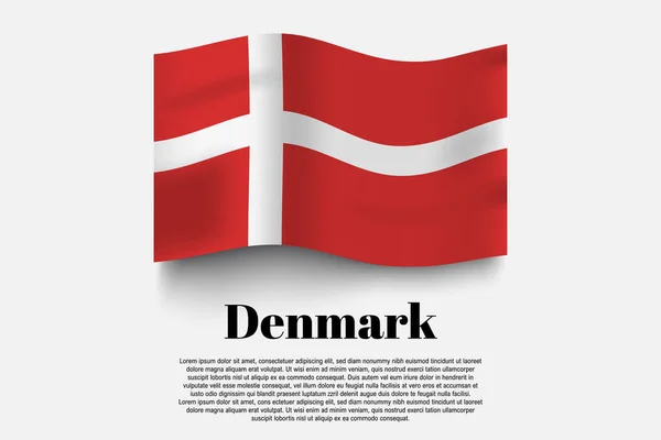 덴마크는 바탕에 깃발을 흔들고 일러스트 배경에 흔들리는 일러스트 — 스톡 벡터