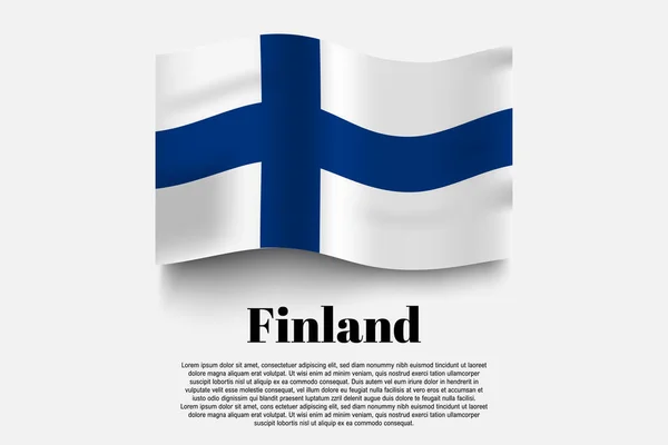 Bandera Fnland Ondeando Forma Sobre Fondo Gris Ilustración Vectorial Forma — Vector de stock