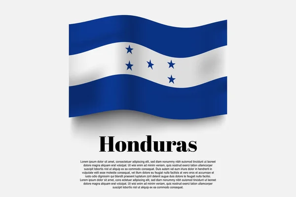 Bandera Honduras Ondeando Forma Sobre Fondo Gris Ilustración Vectorial Forma — Vector de stock