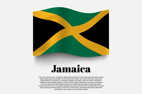 Jamaica Flagga Viftande Formulär Grå Bakgrund Vektorillustration Flagga Viftande Formulär — Stock vektor