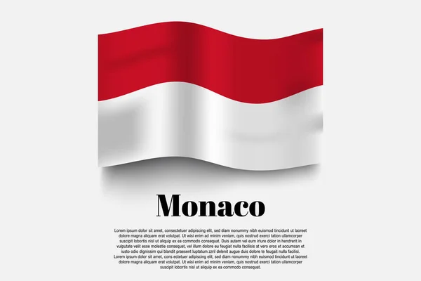 Monaco Flagga Viftande Formulär Grå Bakgrund Vektorillustration Flagga Viftande Formulär — Stock vektor