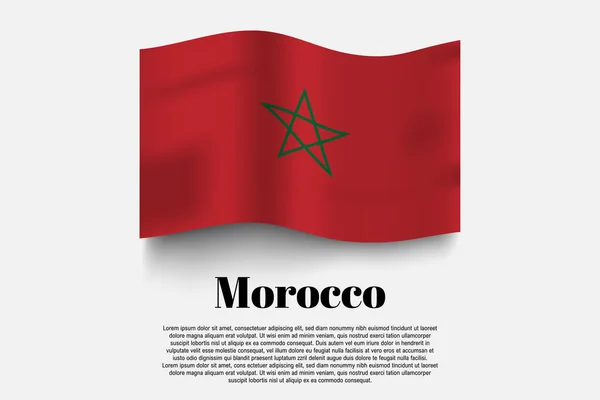 Marocká Vlajka Mává Formulářem Šedém Pozadí Vektorová Ilustrace Vlajka Mávající — Stockový vektor