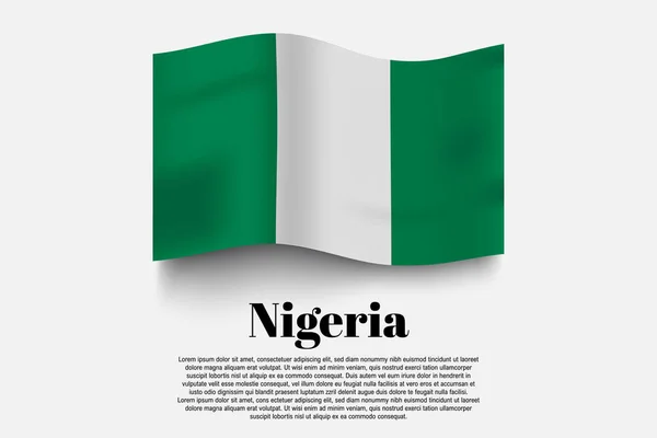 Nigeria Flagge Weht Auf Grauem Hintergrund Vektorillustration Flagge Schwenkende Form — Stockvektor