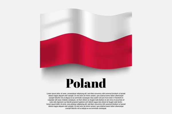 灰色の背景にポーランドの旗が形を振っている ベクトルイラスト 灰色の背景に旗が振ってあります ベクターイラスト — ストックベクタ