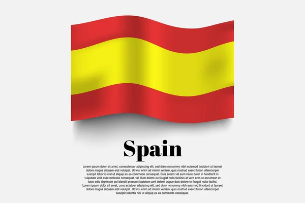 Spanje Vlag Zwaaien Vorm Grijze Achtergrond Vector Illustratie Vlaggenzwaaiende Vorm — Stockvector