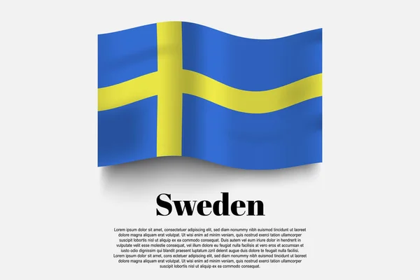 Drapeau Suède Agitant Forme Sur Fond Gris Illustration Vectorielle Drapeau — Image vectorielle