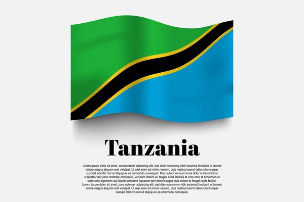 Bandera Tanzania Ondeando Forma Sobre Fondo Gris Ilustración Vectorial Forma — Archivo Imágenes Vectoriales