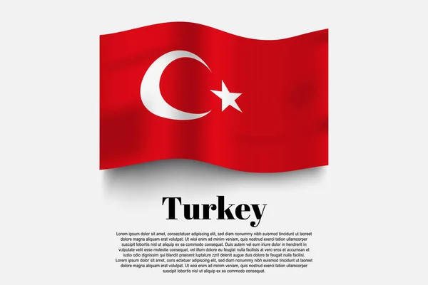 Turkije Vlag Zwaaien Vorm Grijze Achtergrond Vector Illustratie Vlaggenzwaaiende Vorm — Stockvector