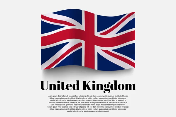 Bandera Del Reino Unido Ondeando Forma Sobre Fondo Gris Ilustración — Vector de stock