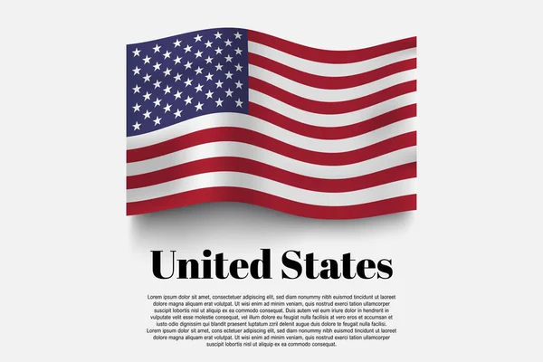 United States Flag Waving Form Gray Background Vector Illustration Flag — Vettoriale Stock