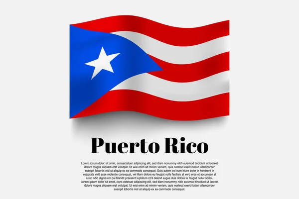 プエルトリコの旗は灰色の背景に形を振っている ベクトルイラスト 灰色の背景に旗が振ってあります ベクターイラスト — ストックベクタ