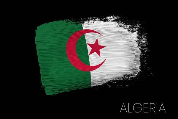 アルジェリア国旗のグランジブラシストローク アルジェリアの水彩画旗 シンボル ポスター 国旗の旗 水彩画 — ストック写真