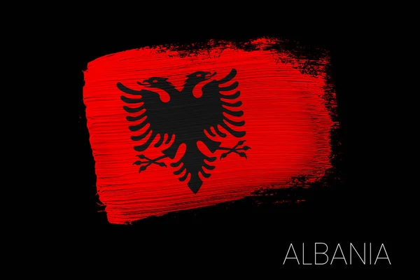 그르지 브러시 스트로크 알바니아 알바니아의 수채화 깃발이다 포스터 국기의 현수막 — 스톡 사진