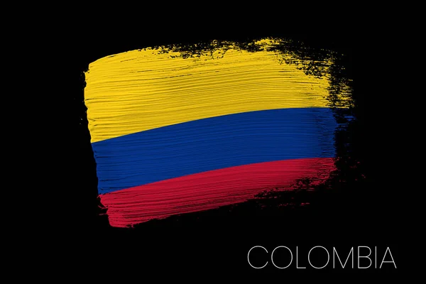 Grunge Penseldrag Med Colombias Flagga Akvarellmålning Flagga Colombia Symbol Affisch — Stockfoto