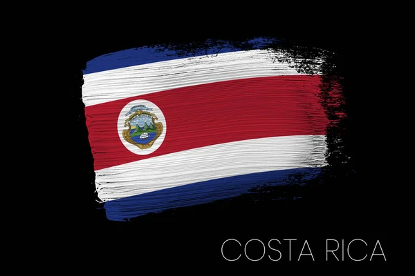 Pincelada Grunge Con Bandera Nacional Costa Rica Bandera Pintura Acuarela —  Fotos de Stock