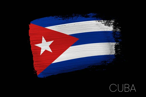Grunge Penseldrag Med Kubas Flagga Akvarellmålning Flagga Kuba Symbol Affisch — Stockfoto