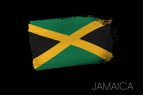 Гранж Мазок Кистью Флагом Ямайки Флаг Ямайки Акварелью Символ Плакат — стоковое фото