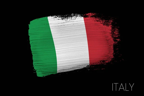 用意大利国旗画笔笔划 意大利的水彩画国旗 国旗的横幅 风格水彩画 — 图库照片