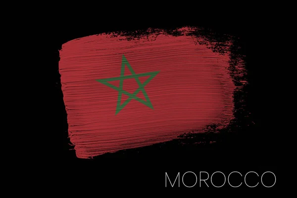 Grunge Tahy Štětcem Marockou Národní Vlajkou Malířská Vlajka Maroka Symbol — Stock fotografie