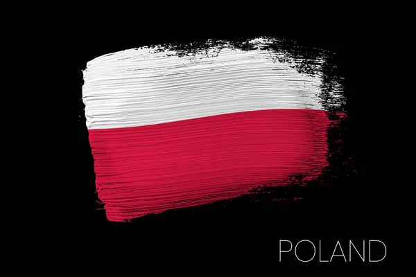 르지는 폴란드 국기로 붓질을 폴란드의 수채화 깃발이다 포스터 국기의 현수막 — 스톡 사진
