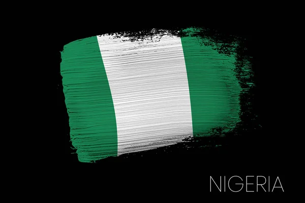 Grunge Uderza Nigeryjską Flagą Narodową Flaga Malowania Akwareli Nigerii Symbol — Zdjęcie stockowe