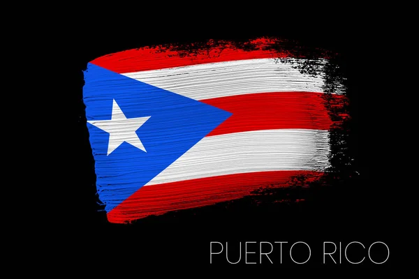 Pincelada Grunge Con Bandera Nacional Puerto Rico Bandera Pintura Acuarela —  Fotos de Stock