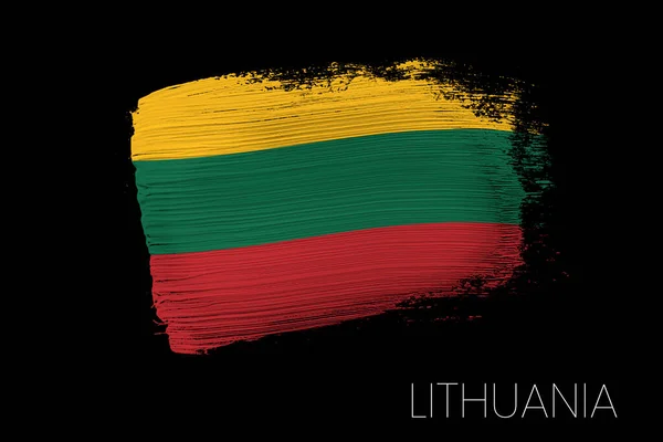 用立陶宛国旗划画笔 立陶宛的水彩画国旗 国旗的横幅 风格水彩画 — 图库照片#