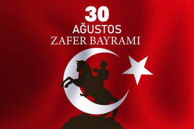 Türk ulusal tatil vektör illüstrasyonu. 30 agu zafer bayrami. İngilizce: 